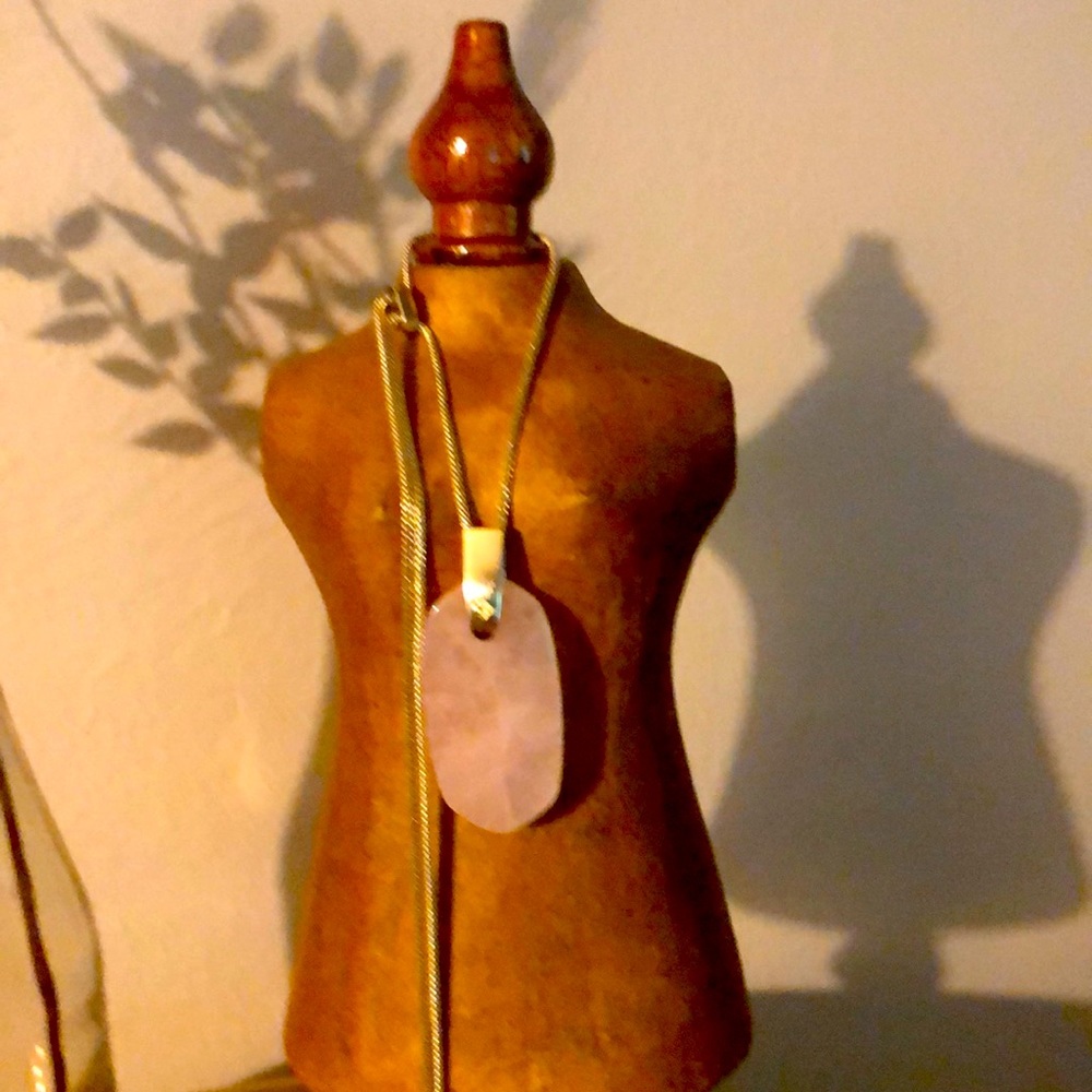 Inez silver long pendant Rose Quartz